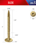 Beefy Heavy Duty Structural Wood Deck Screws Number Fourteen By Two Inches With Knockout Rust Resistant Epoxy Finish and Flat Head Star Drive for Built Tough Outdoor Decking. Size dimensions shown.