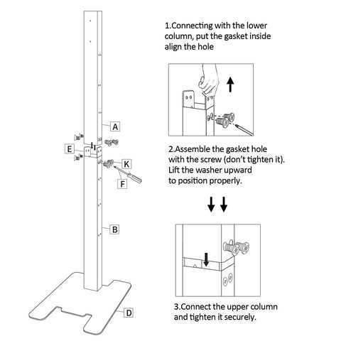 Assembly instructions for White Metal Storage Stand For Cordless Vacuum Cleaners With Six Hooks, step-by-step guide.