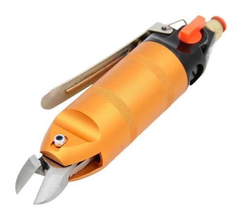 Heavy Duty Professional Pneumatic Air Scissors Nipper Tool For Wire Cutting With S5 Steel Blade Hold Down Clamps, close-up view.
