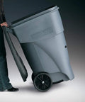 Side view of 65 Gallon Rollout Trash Can With Wheels For Commercial Kitchens And Facilities Tough As Nails Durable Heavy Duty