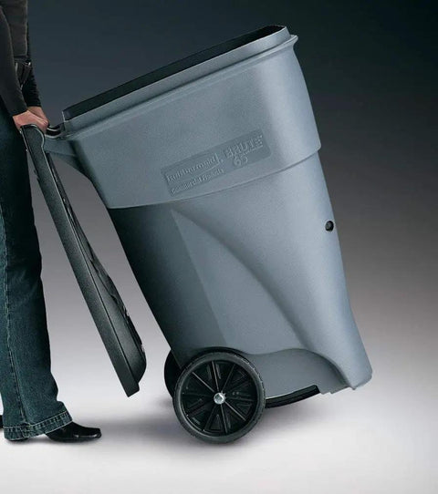 Side view of 65 Gallon Rollout Trash Can With Wheels For Commercial Kitchens And Facilities Tough As Nails Durable Heavy Duty
