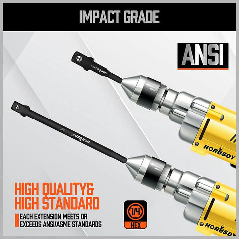 Impact wrenches with Six Piece Pro Grade Impact Sockets Adapters Set With Three Inch And Six Inch Hex Shank For Quick Change Drills