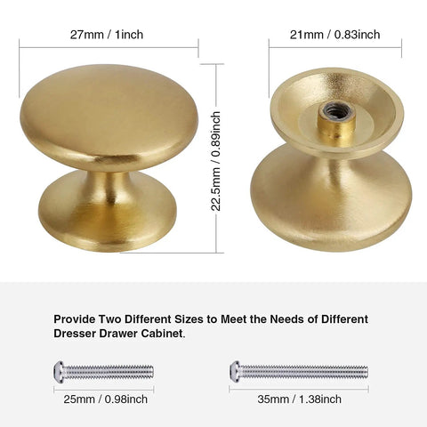 Brass Cabinet Knobs Set 30 Pack 1 Inch Gold Drawer Pulls For Dresser Kitchen Cabinets With Durable Zinc Alloy Construction