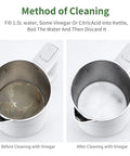 Ultra Compact 0.6L Electric Kettle Travel Ready On The Go Stainless Steel Mini Hot Water Boiler cleaning method before and after