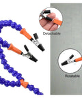 Go-To Soldering Helper Station with Eight Flexible Gooseneck Arms and Desk Clamp showing detachable and rotatable clips.