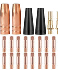 All In One MIG Welding Accessories Kit 26-Piece Flux Core Gasless Nozzle Set with tips, diffusers, and gas nozzles