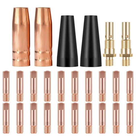 All In One MIG Welding Accessories Kit 26-piece Flux Core Gasless Nozzle Set 0.030 Tips With 21-50 Diffusers And 35-50 Gas Nozzles