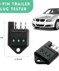 4 Pin Trailer Wiring Tester With LED Indicators, 4 Way Straight Connector For Flat Trailer Lights, Quick Continuity Test Circuit Tester, Pro Grade Durable Car Accessory For DIY Towing Wiring, black plastic, 1.3×1.9 in