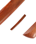 Traditional Wooden Tanto Training Knife Made From Real Red Oak For Iaido Aikido And Martial Arts Practice, close-up of blade detail