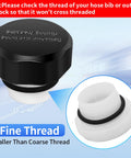 Vacuum Breaker Replacement Kit With Anti Siphon Valve For Outdoor Faucets ASSE 1019 A Compliant Fine Thread Repair Set Includes Black Three Quarter Inch Outdoor Faucet Cap Easy Install DIY Friendly showing cap and thread detail.