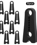 Eight Piece Silicone Door Mute Clamps Heavy Duty Shock Absorbers With Non Slip Teeth For Universal Pickup And Suv Smooth Landing Zero Slams Quiet Cabin Black, 8 black silicone clamps shown