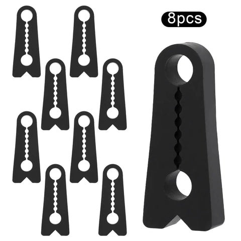 Eight Piece Silicone Door Mute Clamps Heavy Duty Shock Absorbers With Non Slip Teeth For Universal Pickup And Suv Smooth Landing Zero Slams Quiet Cabin Black, 8 black silicone clamps shown