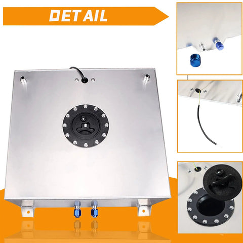 Universal 15 Gallon Aluminum Fuel Cell Tank With Cap And Level Sender Anti Slosh Foam Lightweight Durable 60L details