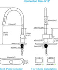 LIWEIKE Utility Sink Faucet White Laundry Sink Faucet with Pull Down Sprayer for 1 or 3 Holes Suits for, Garage, RV, Outdoor, Laundry & Utility dimensions diagram