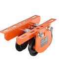 1 Ton Push Beam Trolley For Electric Hoist Dual Wheels Adjustable Beam Width, orange trolley with steel construction