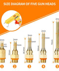 Size diagram of 5 copper nozzles for Industrial 150 Watt Hot Melt Glue Gun With US Plug Adjustable Temperature