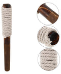 Outdoor Wood Torch Lantern For Garden And Patio Decor, Flickering Flame Light For Walkways And Yards, Rattan Style Backyard Tiki Torch