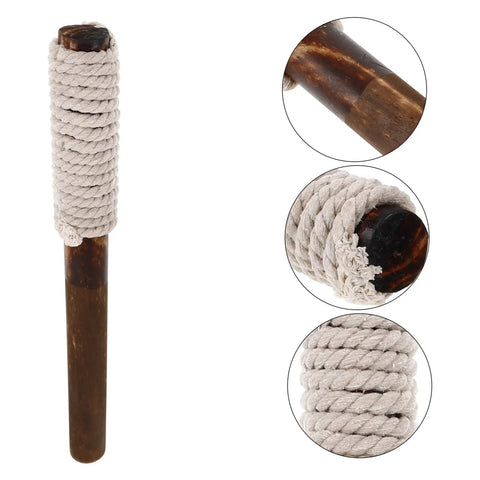 Outdoor Wood Torch Lantern For Garden And Patio Decor, Flickering Flame Light For Walkways And Yards, Rattan Style Backyard Tiki Torch