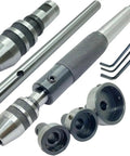 Presize Mt2 Lathe Tailstock Tap And Die Holder Kit featuring Eight Piece Threading Set With Precision Morse Taper Shank For Pro Machinists Working On Metal Projects In Professional Shops, MT2 holders and inserts