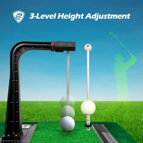 Real Swing 300 Golf Swing Trainer With Real Impact For Accurate Hitting And Trajectory Check showing 3-level height adjustment