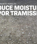 Close-up of concrete surface showing water droplets, demonstrating Certified Heavy Duty Ultra Concentrate Penetrating Concrete Sealer That Straight Up Waterproofs and Densifies Floors While Locking Out Moisture and Stopping Efflorescence to Give Your Slabs a Legit Rock Solid Finish.