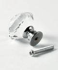 Diamond Cut Crystal Glass Drawer Knob Set 30mm Knobs With Aluminum Base 12 Piece Cabinet Pull Handles For Cabinets Dressers And Drawers Sparkling Clear Crystal Accent Hardware, clear crystal knob with screw