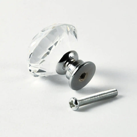 Diamond Cut Crystal Glass Drawer Knob Set 30mm Knobs With Aluminum Base 12 Piece Cabinet Pull Handles For Cabinets Dressers And Drawers Sparkling Clear Crystal Accent Hardware, clear crystal knob with screw