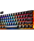 Compact Sixty Percent Wireless Mechanical Gaming Keyboard with vivid RGB illumination and premium PBT keycaps.