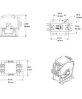 Technical diagram of Two Pole Air Conditioner Contactor Heavy Duty 40 Amp FLA 24V Coil with One Quarter Inch Quick Connect Terminals