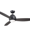 Curva LED Outdoor Ceiling Fan With Light Kit 52 Inch Modern Matte Graphite Finish 3 blades, low profile mount shown