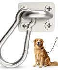 Heavy Duty Dog Zipline For Yard And Outdoor Run With Shock Absorber Tangle Free Tie Out Cable For Large Dogs Up To 300lbs Steel Cable Reinforced Clips Perfect For Backyard Garden And Camping showing steel clip and dog attachment