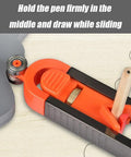 Close-up of Slick Contour Scribe Copy Gauge With Rigid Abs Body and rust proof steel pins, highlighting the pencil holder for accurate tracing.
