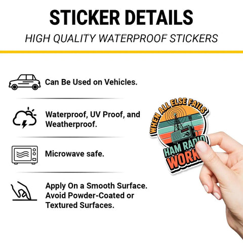 Hand holding Ham Radio Sticker When All Else Fails Quote Vinyl Decal Waterproof for Laptop Toolbox Notebook Transceiver Car