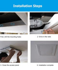 Installation steps for Rock Solid Flush Mount Access Panel For Drywall With Heavy Duty Aluminum Frame and Sleek Galvanized Steel Cover.