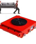 Heavy Duty Machinery Mover Skate Dolly With 15T Capacity, red roller platform for easy equipment transport.