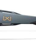 Ballistic Rated Safety Glasses Featuring Matte Graphite Grey Frame And Tungsten Mirror Lenses side view with dark lenses.