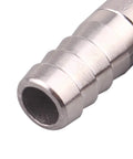 Close-up of stainless steel 1/2in hose barb to 1/2in male NPT 90-degree elbow pipe fitting