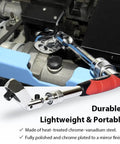 Locking Flexible Extendable Ratchet Wrench With A 180 Degree Flex Head for Three Eighth Inch Drive in use on engine