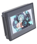 7 Inch HMI Display Panel With TFT LCD 12 Inputs 8 Outputs FX3U 20 40 48MRT Compatible Easy Install Plug and Play Ready ARM9 Processor IP65 Rugged Industrial Touch Panel For Automation, angled view