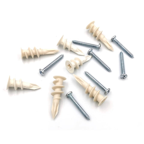Plastic Drywall Anchors And Screws Kit 140 Pieces For Self Drilling Hollow Walls Includes 70 Anchors In 13x42mm And 70 Screws