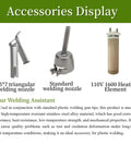 Accessories for Heavy Duty 110V 1600W Hot Air Weld Gun for PVC and PP Plastics: triangular nozzle, standard nozzle, heating element