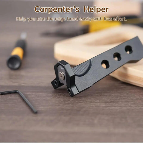 Compact Edge Band Trimmer Tool For Woodworking And Veneer on a table, featuring steel alloy construction and chamfering edge.
