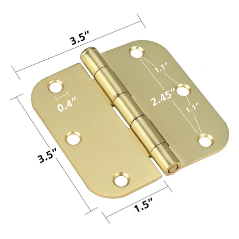 30 Pack Beefy Brushed Nickel Door Hinges For Interior Doors 3.5 Inch With 5/8 Radius Corner Removable Pin Satin Nickel Silver Durable