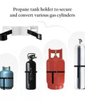 Rock Solid Heavy Duty Steel Propane Tank Holder Mount Secures 4 To 12 Inch Gas Cylinders With Safety Chain And Hardware For Garage RV Or Pickup Bed Storage In Crisp White with various gas cylinders