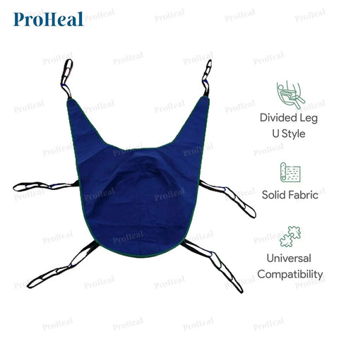 ProHeal Universal Patient Lift Sling Large 62 X 42.5 Inches With Divided Legs for Safe Transfer and Mobility Support, U Style design.