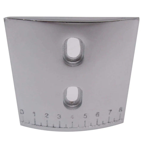 Front view of Scale Cover Plate 1Y-5 for 801 Skiving Leather Machines; durable steel with marked scale and two slots