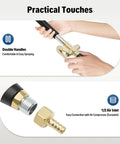 Heavy Duty Pneumatic Cement Spray Gun For Walls Features Four Precision Nozzles. Showing double handles for easy spraying and air inlet.