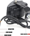 Brilliant Super Bright Led Headlight For Can-Am Outlander Adventure Atv And Ebike With High Low Beam Spotlights Delivers Killer Fog Light Auxiliary Lamp For Night Riding Safety And Clear Visibility In Heavy Rain, black wired rear view