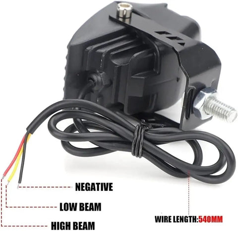 Brilliant Super Bright Led Headlight For Can-Am Outlander Adventure Atv And Ebike With High Low Beam Spotlights Delivers Killer Fog Light Auxiliary Lamp For Night Riding Safety And Clear Visibility In Heavy Rain, black wired rear view