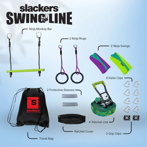 Components of the Swing Line Kit For Backyards Turn Healthy Trees Into The Ultimate Swing Set With Gym Rings Easy To Install